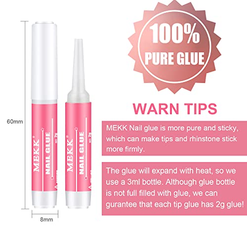 Nail Glue,MEKK Nail Glue for Acrylic Nails,Long Lasting Professional Nail Tip...