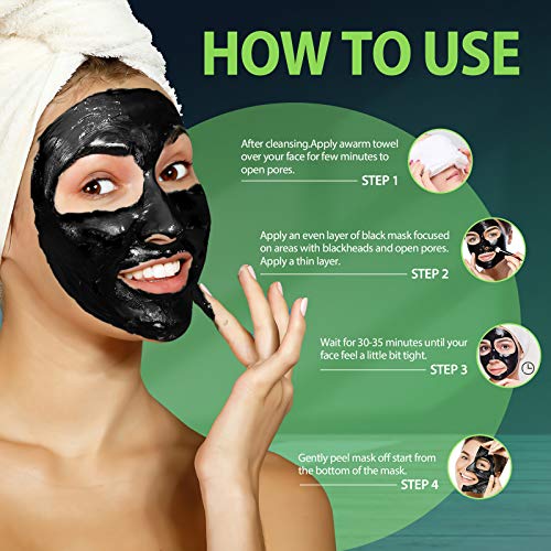 Meliza Blackhead Remover Mask, Peel Off Facial Mask 2 Packs, Charcoal Facial ...