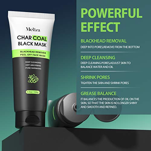 Meliza Blackhead Remover Mask, Peel Off Facial Mask 2 Packs, Charcoal Facial ...
