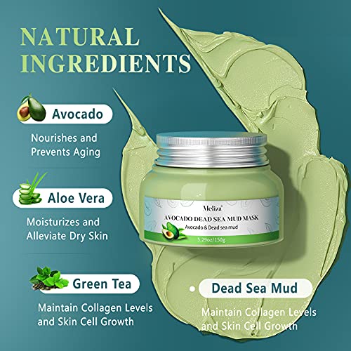 Organic Avocado Clay Mask Meliza Dead Sea Mud Mask Natural Green Tea Healing ...