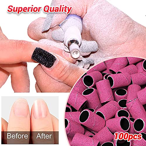 MelodySusie 100 Pcs Nail Drill Bits Sanding Bands for Nail Drill 180 Fine Gri...