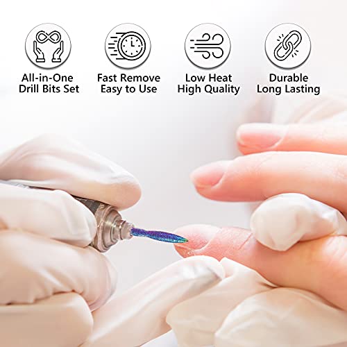 MelodySusie 10pcs Nail Drill Bits Set, 3/32 Inch Diamond Cuticle Nail Bits Ki...