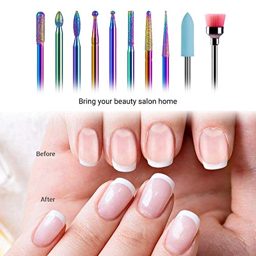 MelodySusie 10pcs Nail Drill Bits Set, 3/32 Inch Diamond Cuticle Nail Bits Ki...