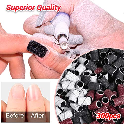 MelodySusie 300 Pcs Professional Sanding Bands with Mandrel for Nail Drill, 8...