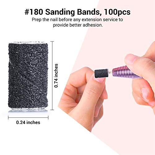 MelodySusie 300 Pcs Professional Sanding Bands with Mandrel for Nail Drill, 8...
