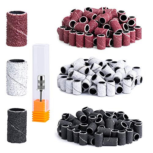 MelodySusie 300 Pcs Professional Sanding Bands with Mandrel for Nail Drill, 8...