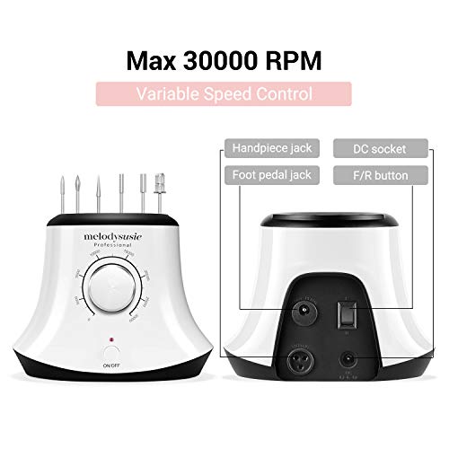 MelodySusie 30000 RPM Professional Nail Drill-Scarlet, High Speed, Low Heat, ...