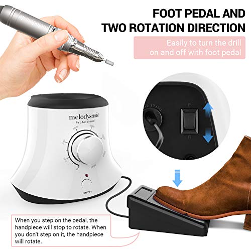 MelodySusie 30000 RPM Professional Nail Drill-Scarlet, High Speed, Low Heat, ...