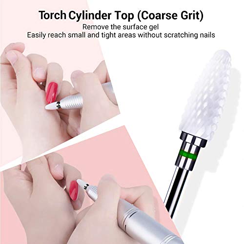 MELODYSUSIE Ceramic Nail Drill Bits Set, 3/32'' (2.35mm) Professional Acrylic...