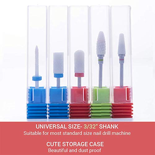 MELODYSUSIE Ceramic Nail Drill Bits Set, 3/32'' (2.35mm) Professional Acrylic...