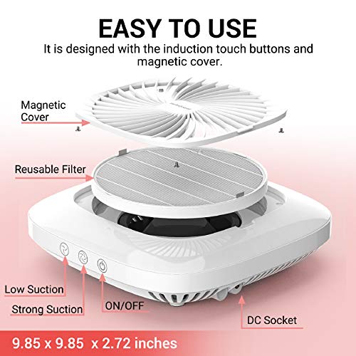 MelodySusie Nail Dust Collector with Reusable Filter, Powerful Nail Vacuum Fa...