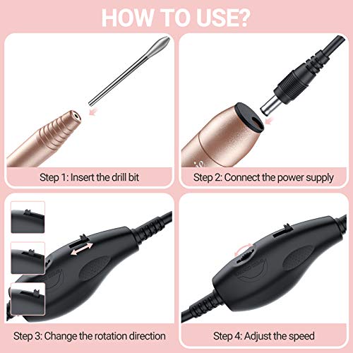 MelodySusie Portable Electric Nail Drill, Compact Efile Electrical Profession...