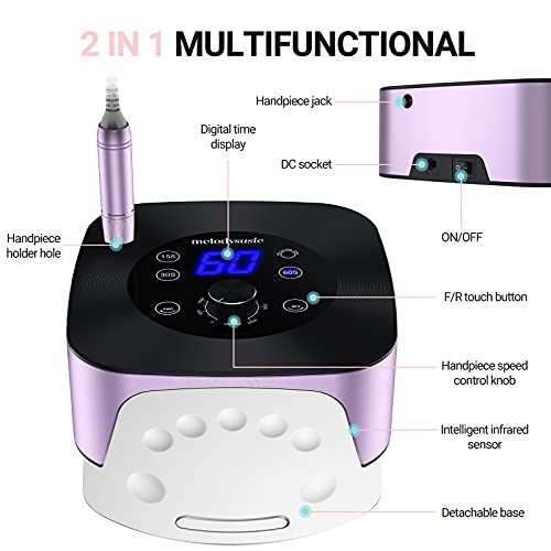 MelodySusie Professional 2 in 1 Nail Drill with Nail Lamp, 60W Nail Dryer wit...