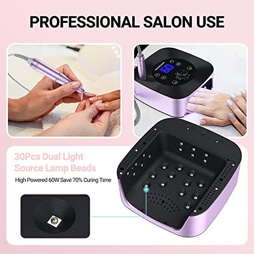 MelodySusie Professional 2 in 1 Nail Drill with Nail Lamp, 60W Nail Dryer wit...