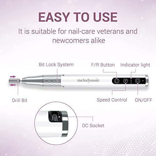 MelodySusie Professional Cordless Nail Drill, Portable Rechargeable Electric ...