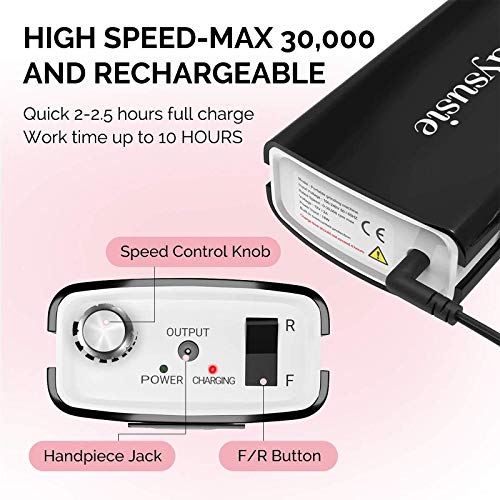 MelodySusie Professional Nail Drill - 30000 rpm Rechargeable Portable Nail Dr...