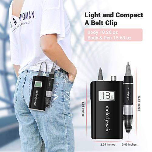 MelodySusie Professional Rechargeable 30000 rpm Nail Drill, Portable Electric...