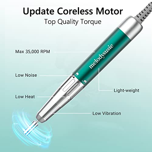 MelodySusie Professional Rechargeable 35000RPM Nail Drill, Cordless Portable ...