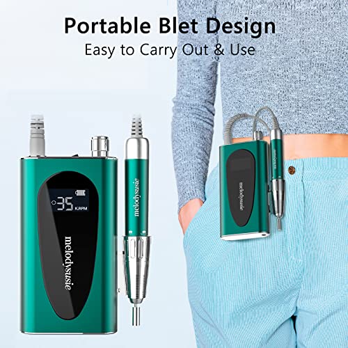 MelodySusie Professional Rechargeable 35000RPM Nail Drill, Cordless Portable ...