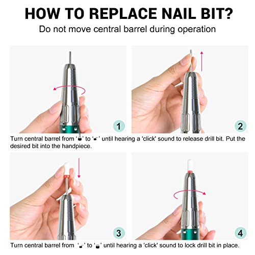 MelodySusie Professional Rechargeable 35000RPM Nail Drill, Cordless Portable ...