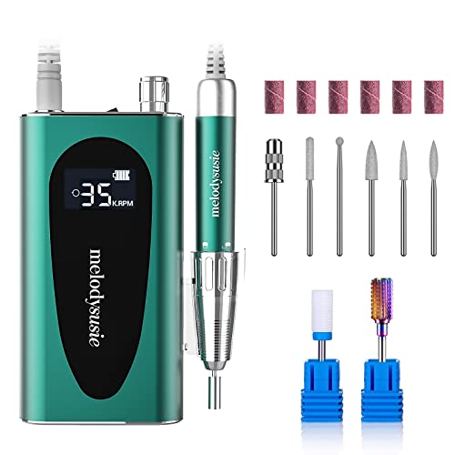 MelodySusie Professional Rechargeable 35000RPM Nail Drill, Cordless Portable ...