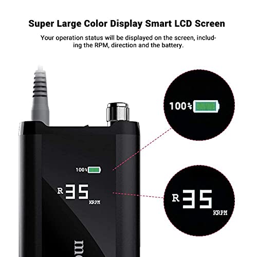 MelodySusie Professional Rechargeable Nail Drill Machine 35000 RPM, Portable ...