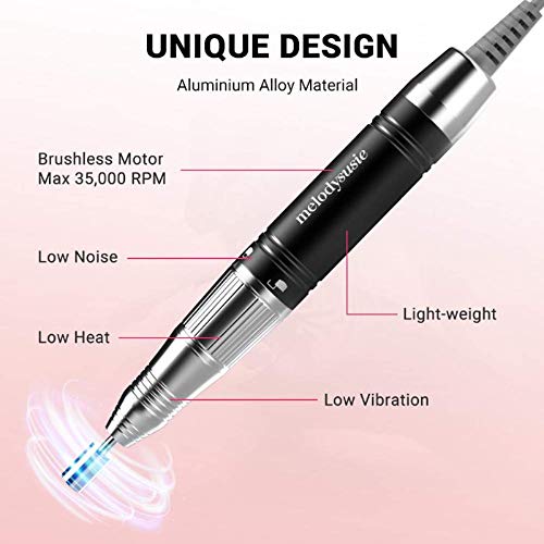 MelodySusie Professional Rechargeable Nail Drill Machine 35000 RPM, Portable ...