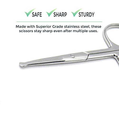 Melwey Rounded Tip Stainless Steel Nose & Facial Hair Safety Scissor, Blunt T...