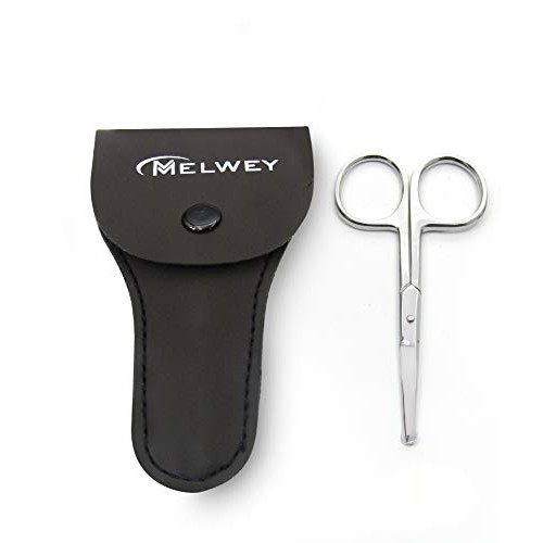 Melwey Rounded Tip Stainless Steel Nose & Facial Hair Safety Scissor, Blunt T...