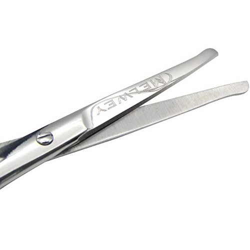 Melwey Rounded Tip Stainless Steel Nose & Facial Hair Safety Scissor, Blunt T...
