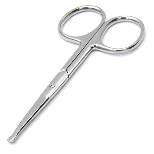 Melwey Rounded Tip Stainless Steel Nose & Facial Hair Safety Scissor, Blunt T...