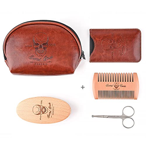 Menesia Beard Brush and Comb set, Boar Bristle Hair Beard Brush Kit with Smal...