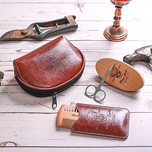 Menesia Beard Brush and Comb set, Boar Bristle Hair Beard Brush Kit with Smal...