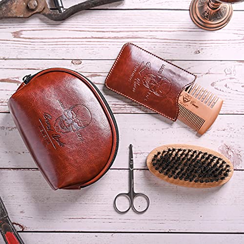 Menesia Beard Brush and Comb set, Boar Bristle Hair Beard Brush Kit with Smal...