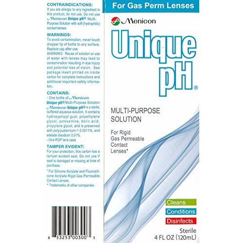 Menicon Unique pH Multi-Purpose Solution 4 fl oz (120ml) + RGP Lens Case
