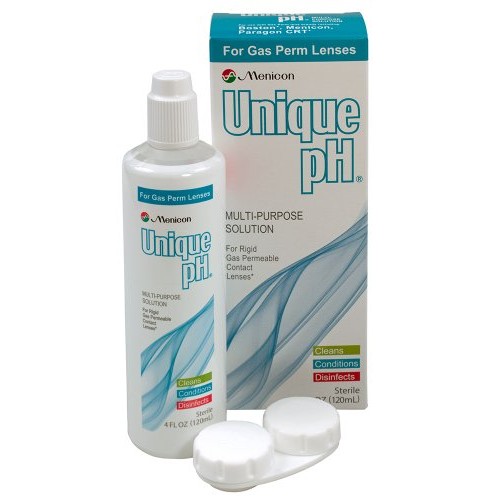 Menicon Unique pH Multi-Purpose Solution 4 fl oz (120ml) + RGP Lens Case