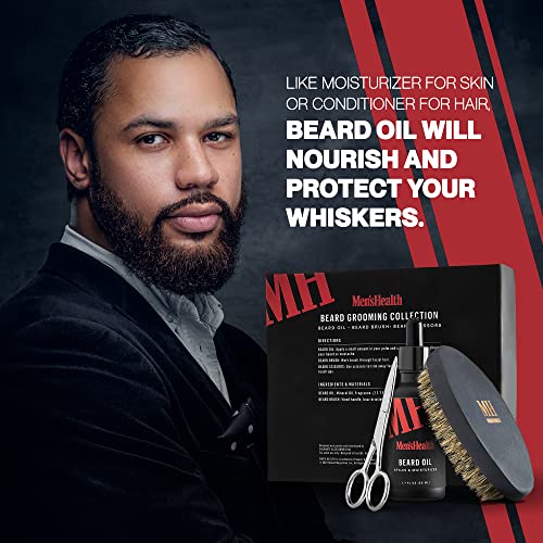 Men's Health Beard Grooming Gift Set- Facial Hair Care Kit with Beard Oil, Be...