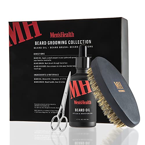 Men's Health Beard Grooming Gift Set- Facial Hair Care Kit with Beard Oil, Be...