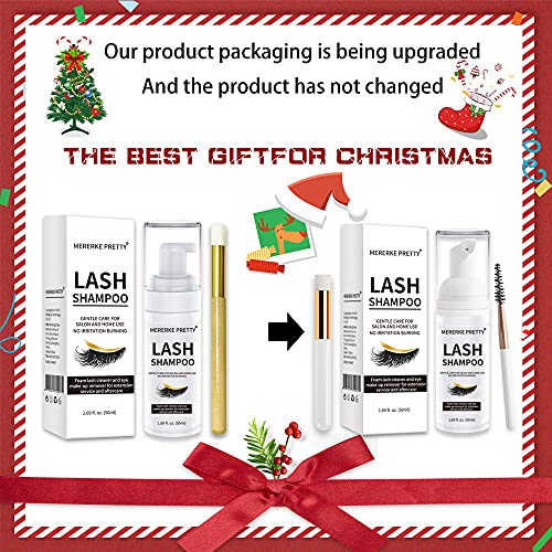 Eyelash Extension Shampoo 50 ml + Brush - Eyelid Foaming Cleanser - Sensitive...