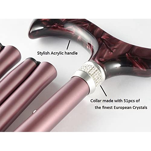 Merry Sticks Designer Folding Adjustable Walking Cane, Royal Burgundy with Th...