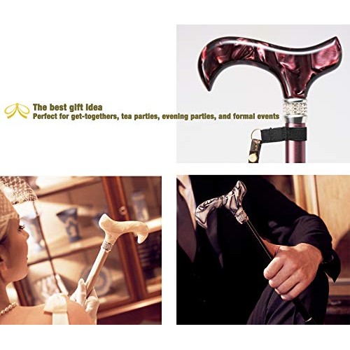 Merry Sticks Designer Folding Adjustable Walking Cane, Royal Burgundy with Th...