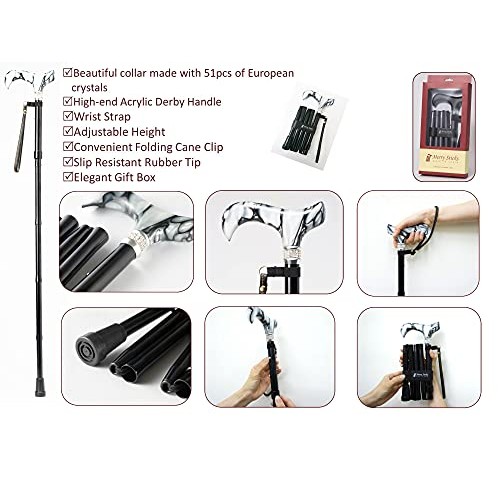 Merry Sticks Designer Folding Adjustable Walking Cane, Royal Burgundy with Th...