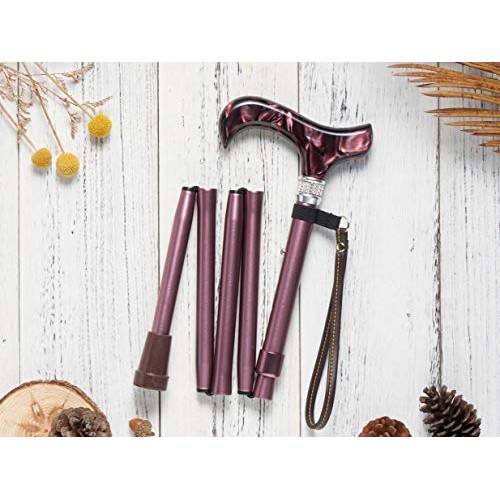 Merry Sticks Designer Folding Adjustable Walking Cane, Royal Burgundy with Th...