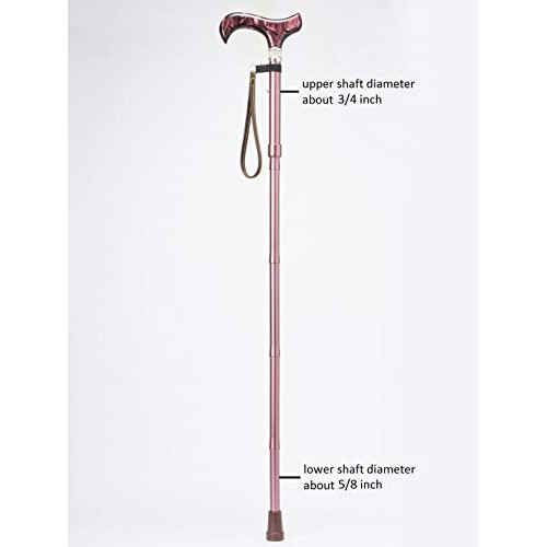 Merry Sticks Designer Folding Adjustable Walking Cane, Royal Burgundy with Th...