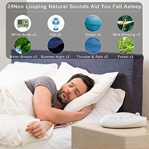 Mesqool 24 Non Looping Natural Sound Machine | White Noise Machine | Portable...