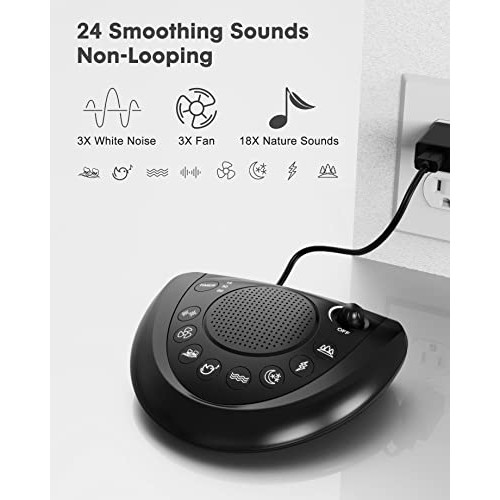 White Noise Machine – Portable Sound Machine Sleep Therapy with 24 Non Loopin...