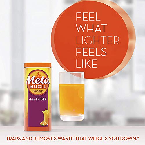 Metamucil Sugar-Free Fiber Supplement, 180 Servings, 4-in-1 Psyllium Husk Pow...