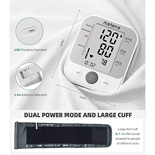 Metene Blood Pressure Monitor Upper Arm BP Cuff Machine, Automatic High Blood...