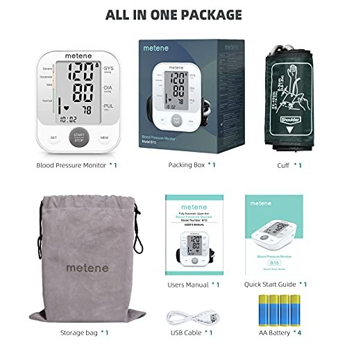 Metene Blood Pressure Monitor Upper Arm BP Cuff Machine, Automatic High Blood...