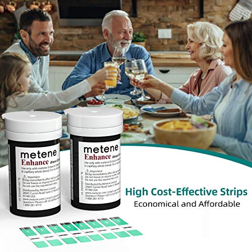 Metene Enhance Blood Sugar Test Strips, ONLY Use with metene Enhance Blood Gl...